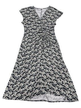 Max Studio Womens Short Sleeve Side Tie Ruched Midi Dress size XL